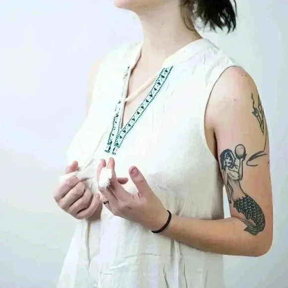 ROXY White Sleeveles Tunic Mini Dress - S - Picture 4 of 8